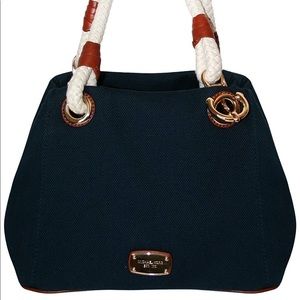 Michael kors canvas navy blue purse